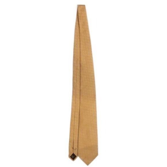 BCBG Attitude Golden Brown Silk Neck Tie Zig Zag Geometric Print Office Career - Picture 10 of 13